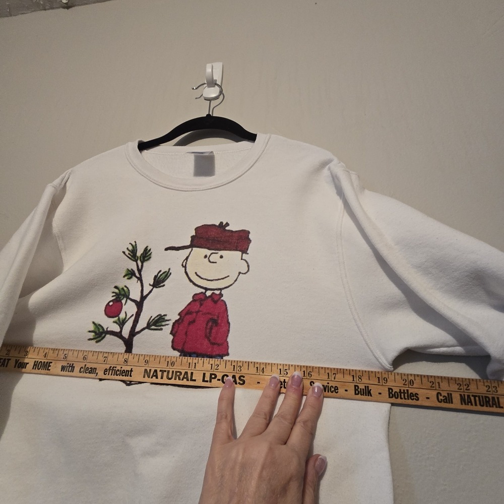 Vtg 90s 80s Charlie Brown Sweatshirt SM Jerzees Holiday Christmas Tree - Picture 6 of 9